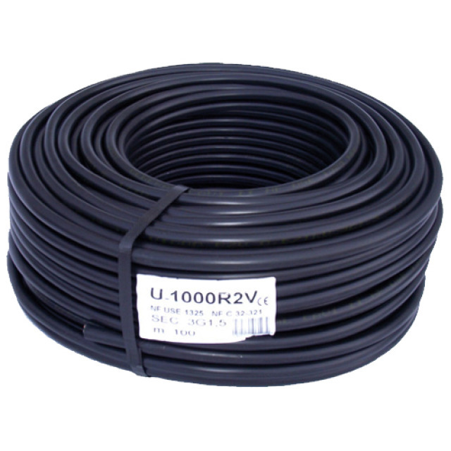 Câble électrique d'alimentation U1000 R2V 5G1.5 - 50m